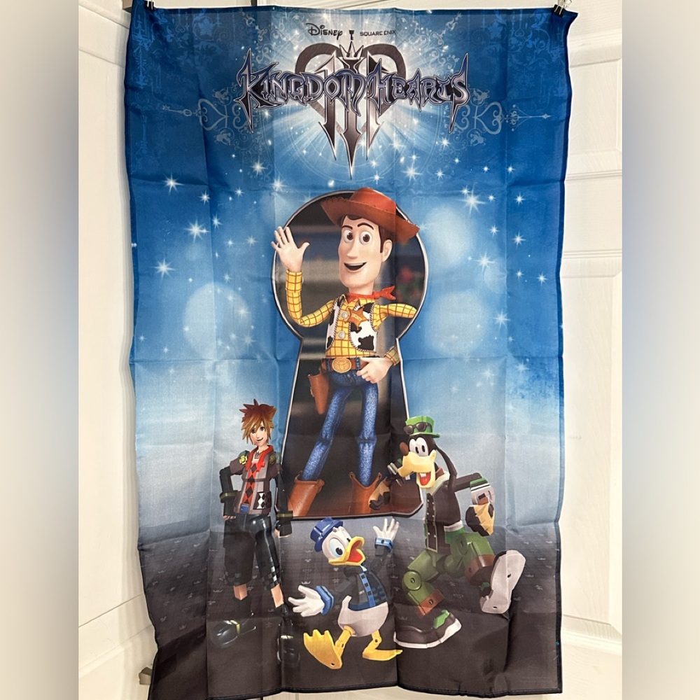 Kingdom Hearts 3 Disney Pixar characters fabric poster or banner